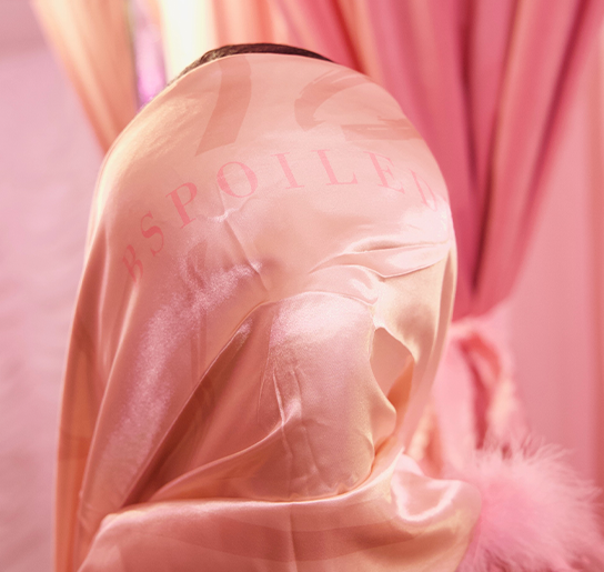 Satin bonnet and scarf